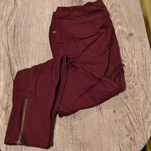 Kenar burgundy/wine skinny jeans with zip ankle 10